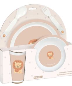 Set De Platos, Cubiertos Y Vaso Safta Preescolar "leon"